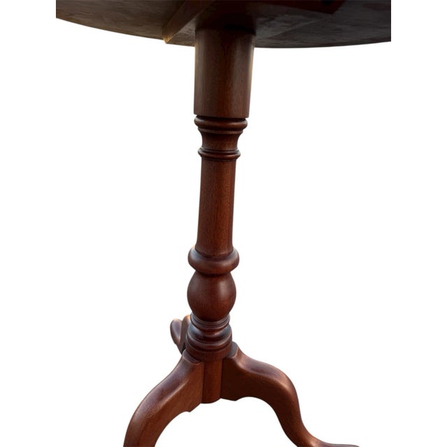 1970s Walnut Pie Crust Side Table Georgian Style Tripod Pedestal For Sale - Image 16 of 18