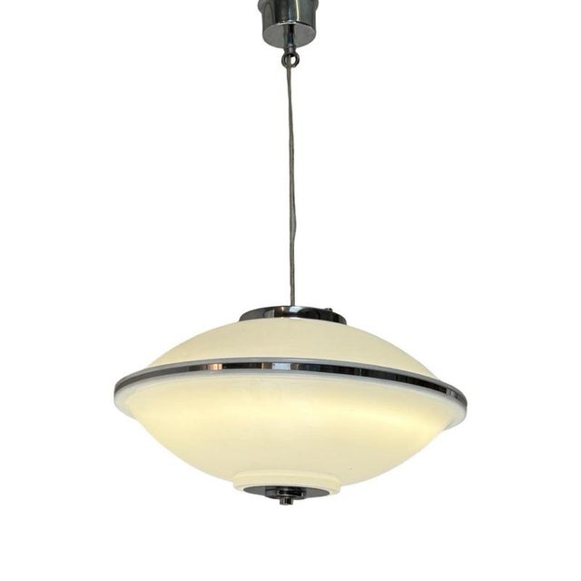 Vintage Space Age Italian Pendant Lamp in White Acrylic, 1970s For Sale - Image 3 of 11
