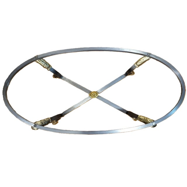 Silver Vintage Italian 20th C Mid-Century Modern Steel & Brass Ram Head Coffee Table For Sale - Image 8 of 18