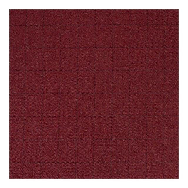 SAMPLE - Schumacher Thompson Merino Windowpane Fabric In Scarlet For Sale