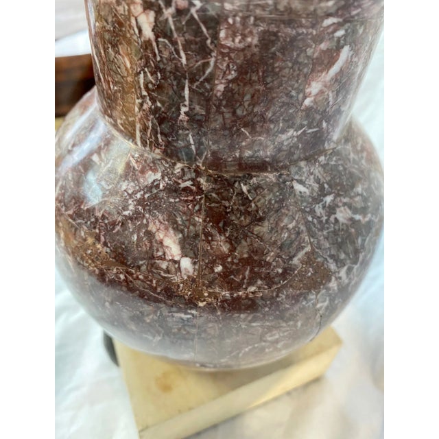 1980s Decorative Stone Vase Vessel on White Base For Sale In New York - Image 6 of 7