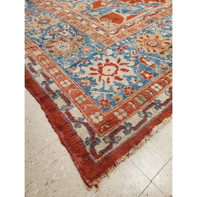 Late 19th Century Antique Persian Sultanabad Carpet, Handmade Oriental Rug, Red, Light Blue & Gold For Sale - Image 5 of 13