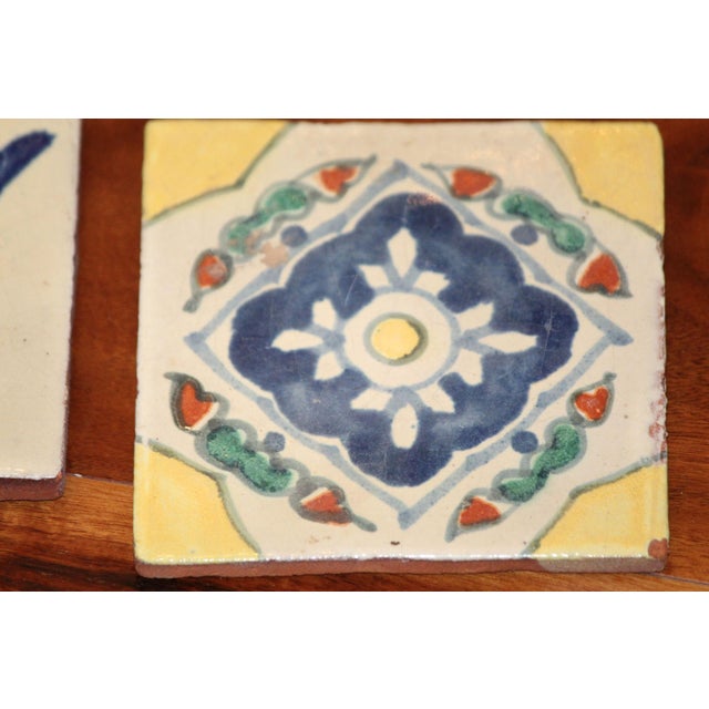 Set of 9 Vintage Hand-Painted Talavera Tiles For Sale - Image 4 of 10