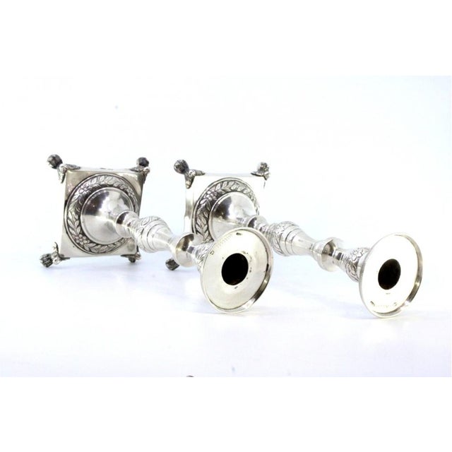 Silver Candlesticks with Turned Stems, Set of 2 For Sale - Image 6 of 9