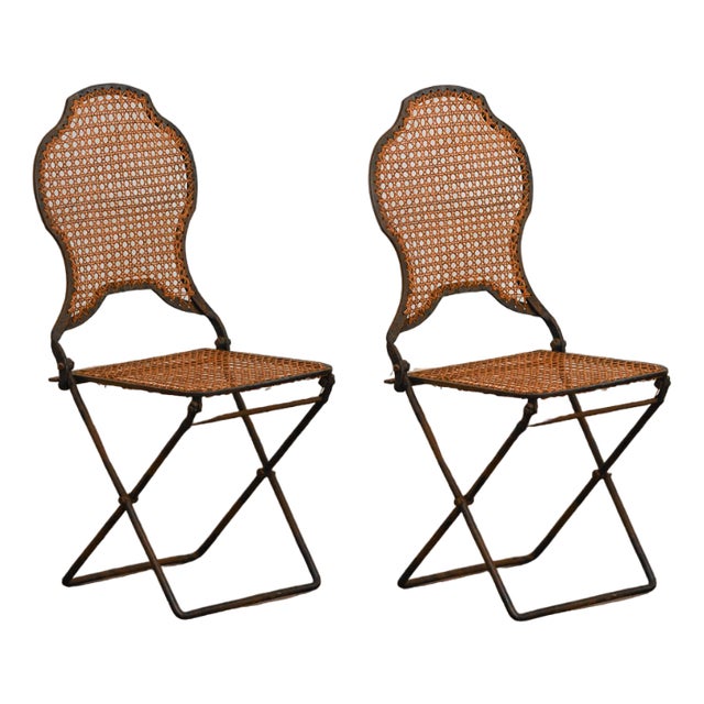 Set of Antique Folding Iron Chairs, 1890s For Sale