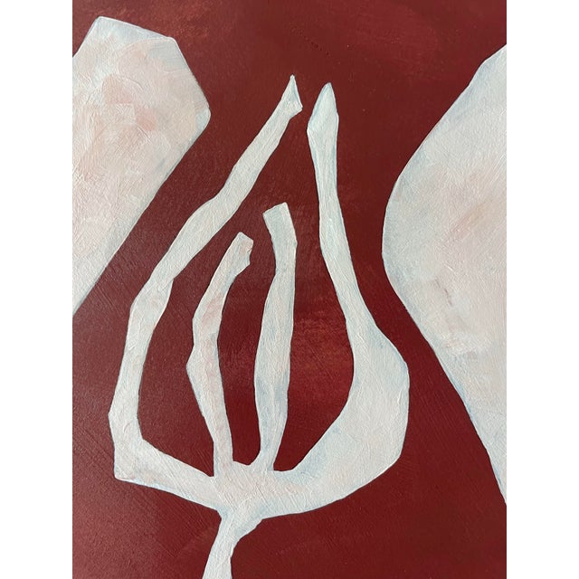 Contemporary 2026 "Polline" Abstract Minimalist Botanical Painting on Paper by Artist r.k. Red For Sale - Image 3 of 3