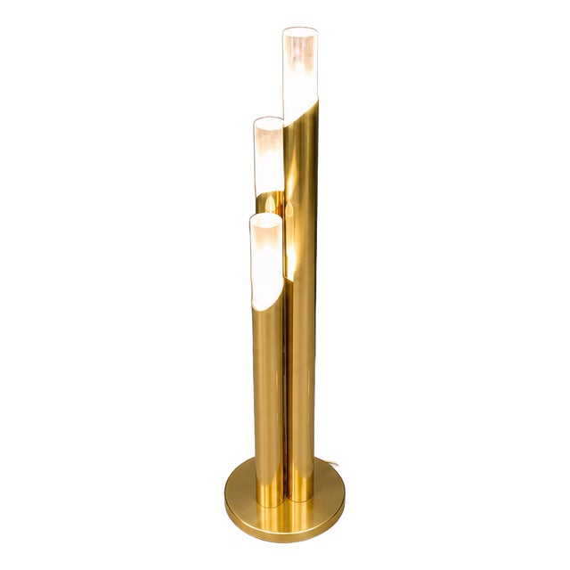 Vintage Brass and Murano Glass Floor Lamp, Italy, 1970s For Sale