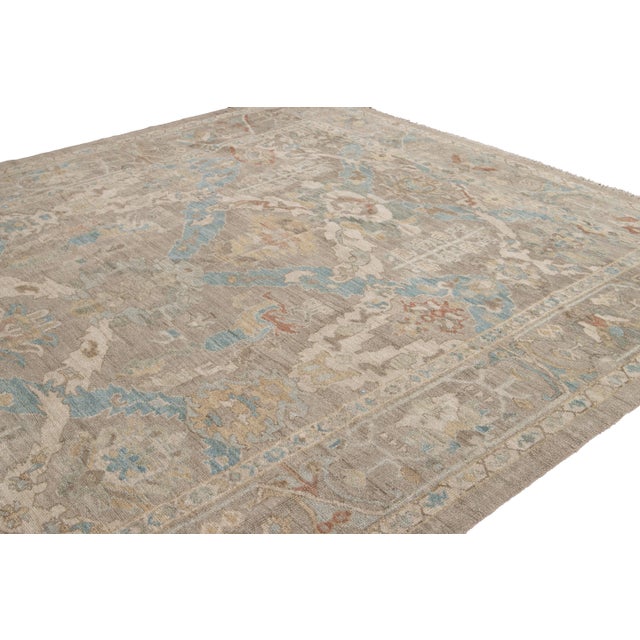 Beige Modern Beige Sultanabad Handmade Floral Wool Rug For Sale - Image 8 of 10