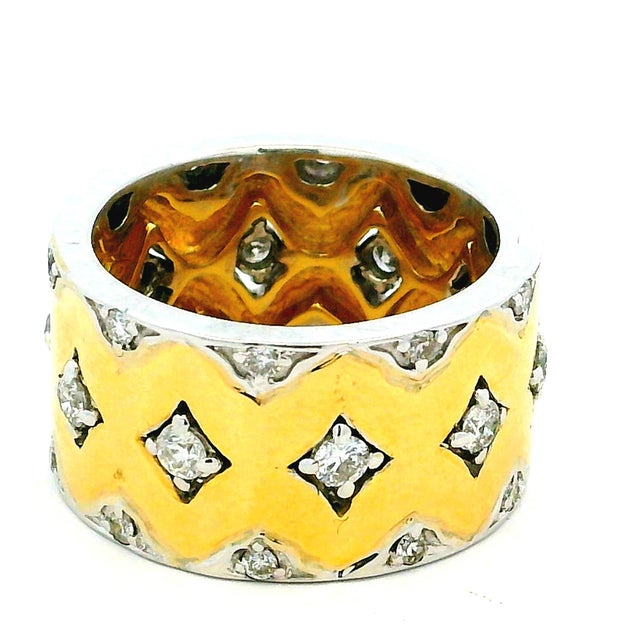 Wide 18k Gold Diamond Band Ring, 1 Carat, Size 7.5 For Sale - Image 9 of 10