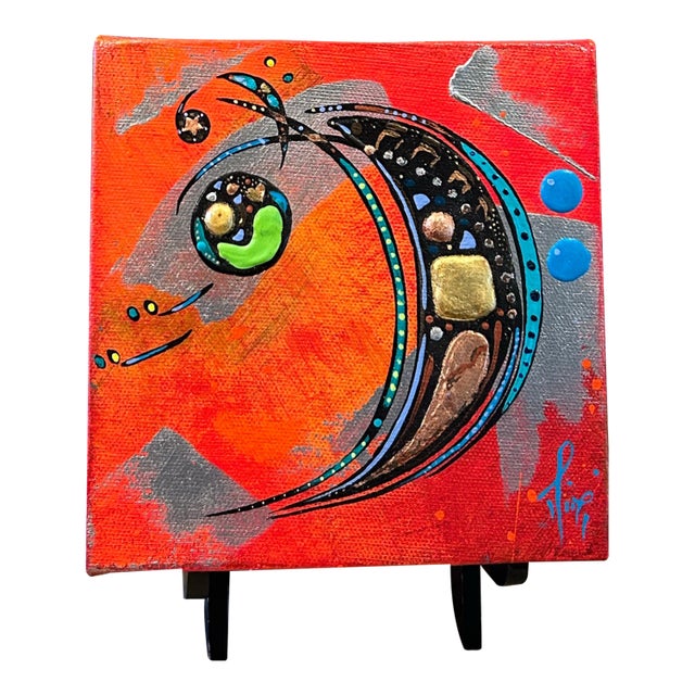 “6 X 6” Decorative Art Plaque on Tripod Stand - Rustic Accent Piece.” For Sale