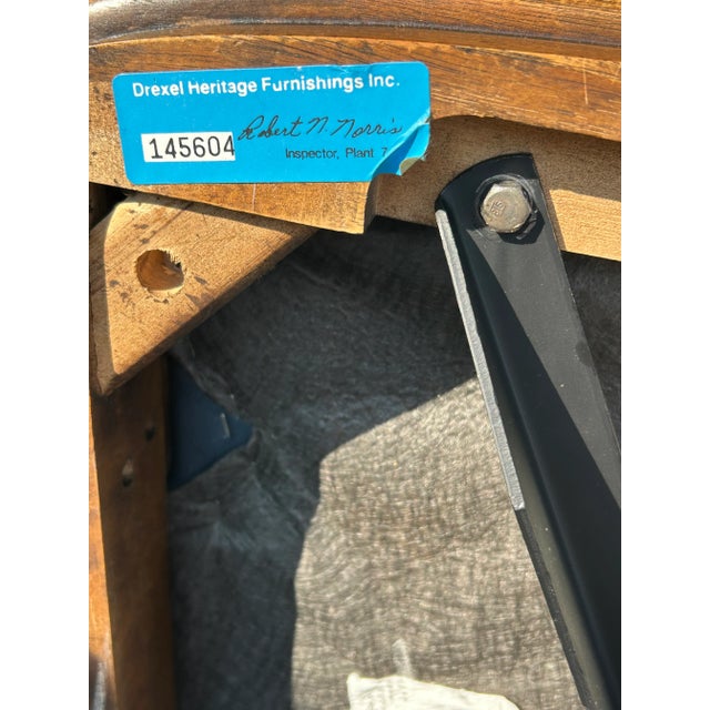 Vintage Drexel Heritage Navy Leather Executive Office Chair For Sale - Image 10 of 11