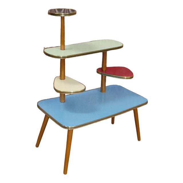 Large Colorful Flower Table, 1950s For Sale