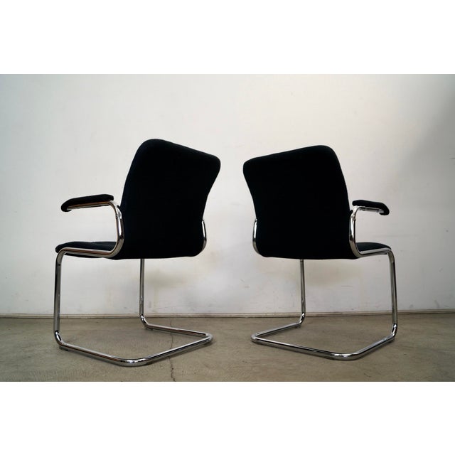 Chrome 1970’s Mid-Century Modern Chrome Arm Chairs - A Pair For Sale - Image 8 of 12