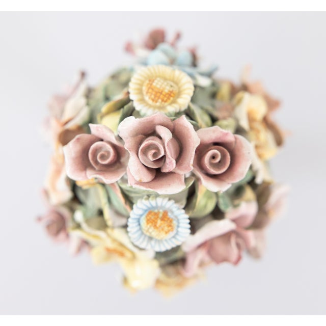 Green Vintage Italian Majolica Floral Roses Topiary For Sale - Image 8 of 11