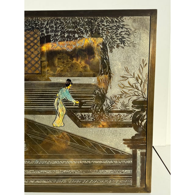 Brass 1960s Philip and Kelvin LaVerne “Chin Ying” Coffee Table / Desk For Sale - Image 8 of 15