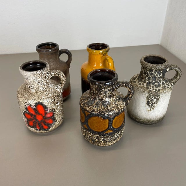 Vintage Pottery Fat Lava Multicolor Vases from Scheurich, Germany, Set of 5 For Sale - Image 15 of 18