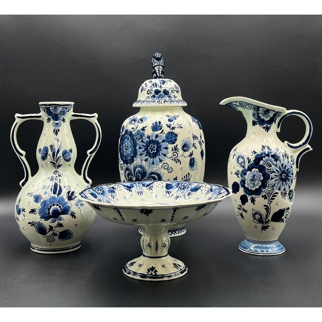 Dutch Blue Royal Vase from Delft, 1960s, Set of 5 For Sale - Image 6 of 18