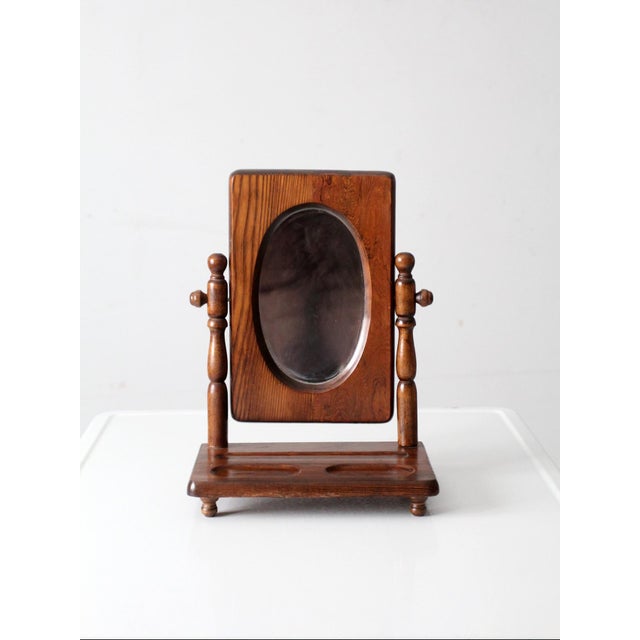 Wood Antique Wooden Vanity Mirror For Sale - Image 7 of 11