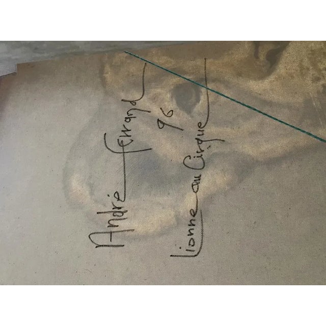 Andre Ferrand, Lionne au cirque, 1990s, Oil on Canvas For Sale - Image 4 of 5