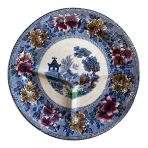 John Steventon England Transferware Asian Design Divider Plate - 1900's