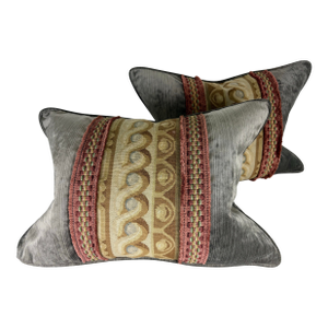 Vintage Aubusson Tapestry Banded Pillows/ a Pair
