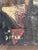 City Scene with Church & Houses at Night, 1920s-1940s, Oil Painting, in Good conditions. Designed 1920 to 1949