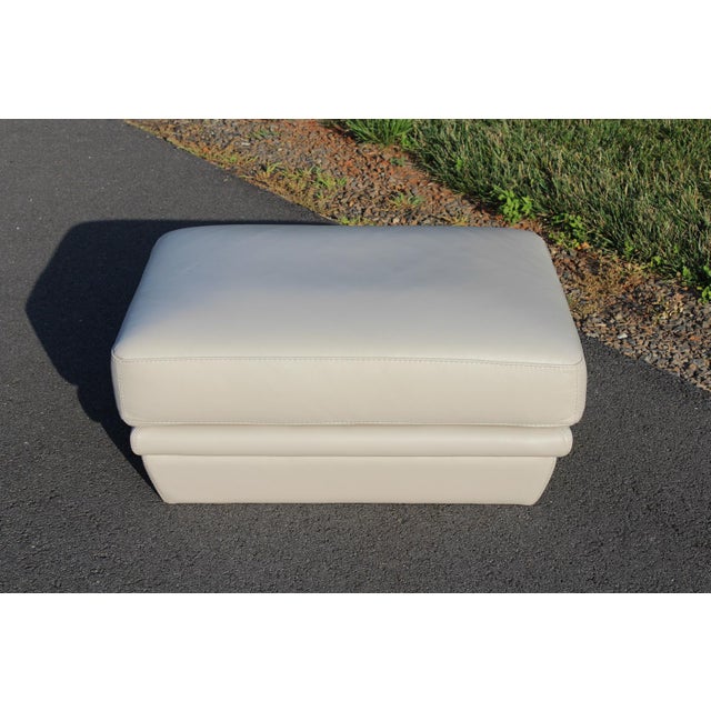 To complement your leather sofa or armchair, consider this light gray ottoman by Natuzzi of Italy. The leather has a...