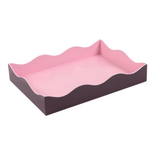 The Lacquer Company for Chairish Belle Rives Tray in Eggplant/Pink, Large For Sale