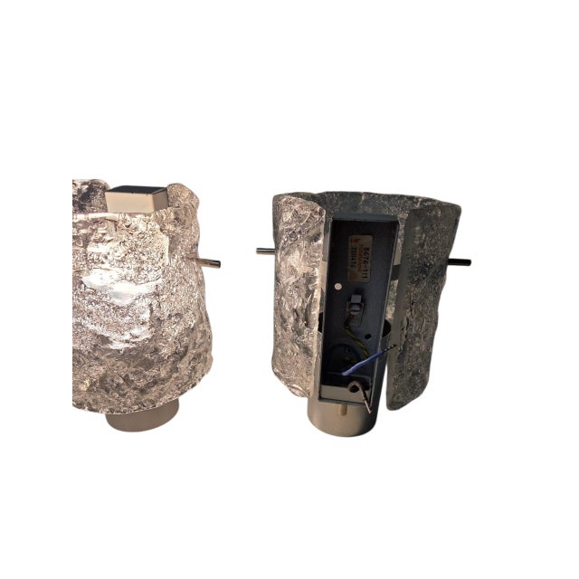 Silver Mid-Century Modern Ice Glass Wall Light in Chrome by Egon Hillebrand for Hillebrand Lighting, 1960s, Set of 2 For Sale - Image 8 of 10