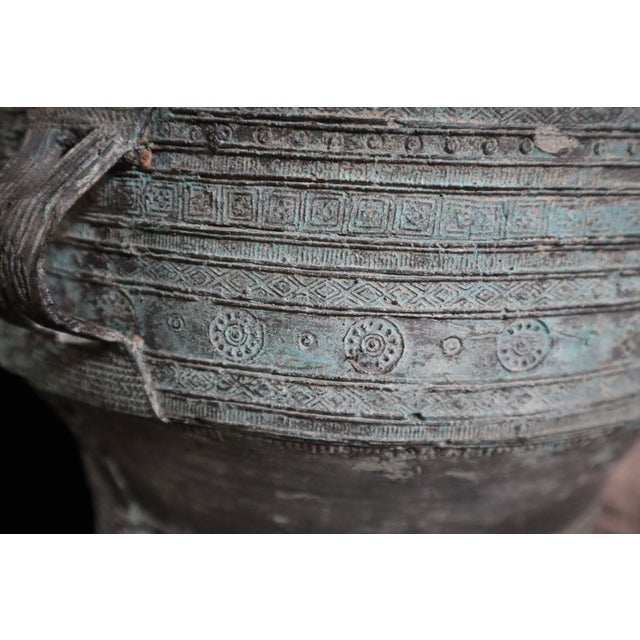 Verdigris Southeast Asian Bronze Rain Drum Side Table For Sale - Image 8 of 9