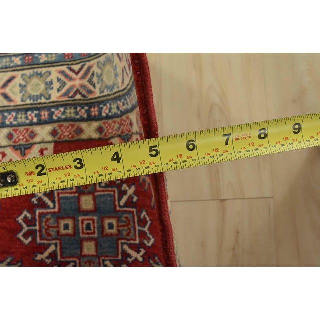 Kazak Runner 2’8” X 6’6” Red Wool Tribal Hand-Knotted Oriental Rug For Sale - Image 10 of 12