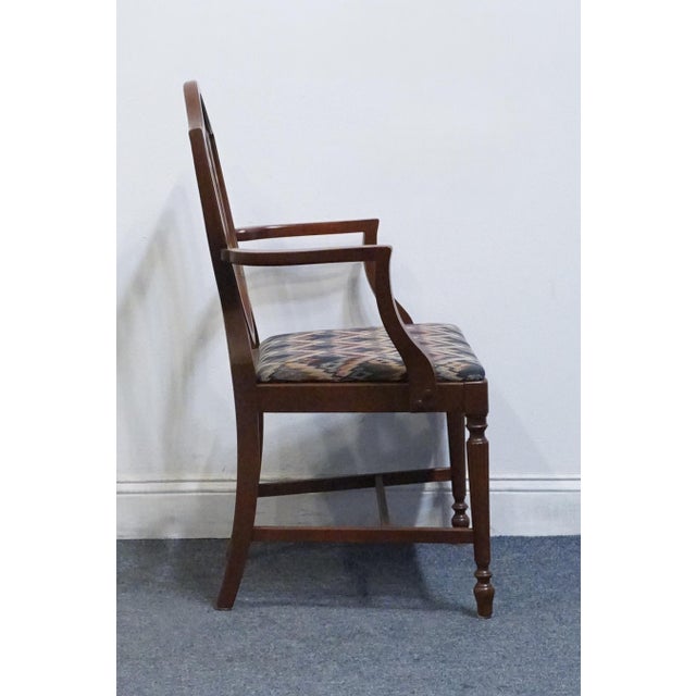 Wood High End Vintage Solid Mahogany Traditional Duncan Phyfe / Hepplewhite Style Shield Back Dining Arm Chair For Sale - Image 7 of 9