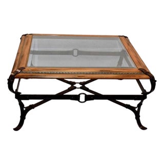 Equestrian World Adnet Hermès Coffee Table and a Pair of Matching Side Tables For Sale
