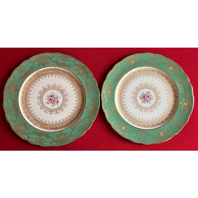 Green Antique Early 20th Century Porcelain Dinner Plates by George Jones & Sons China - Set of 12 For Sale - Image 8 of 12