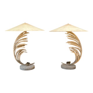 Vintage Michael Taylor Palm Frond Table Lamps - Pair For Sale