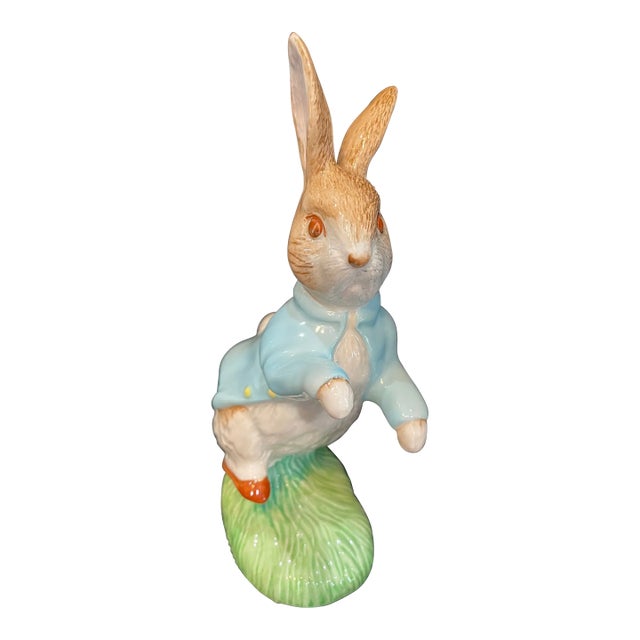 1990s Ceramic Figurine of Peter Rabbit in a Blue Jacket For Sale