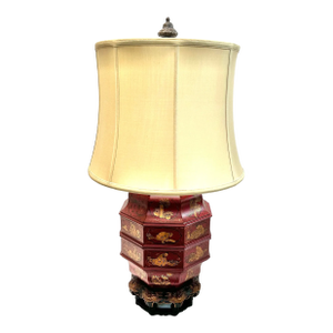 John Richard Chinoiserie Pagoda Wedding Basket Lamp - Asian Inspired Table Lamp
