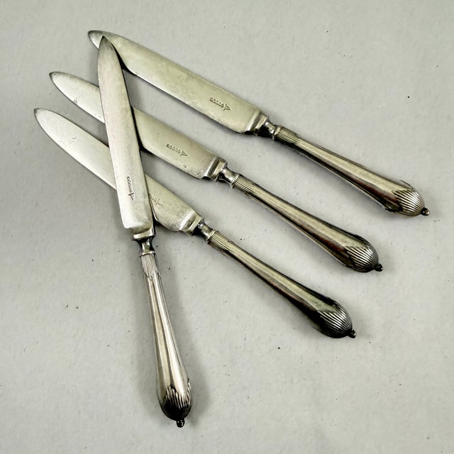 Walker & Hall, Sheffield, English Aesthetic Silver Plate Fruit Knives, S/4 For Sale - Image 10 of 10