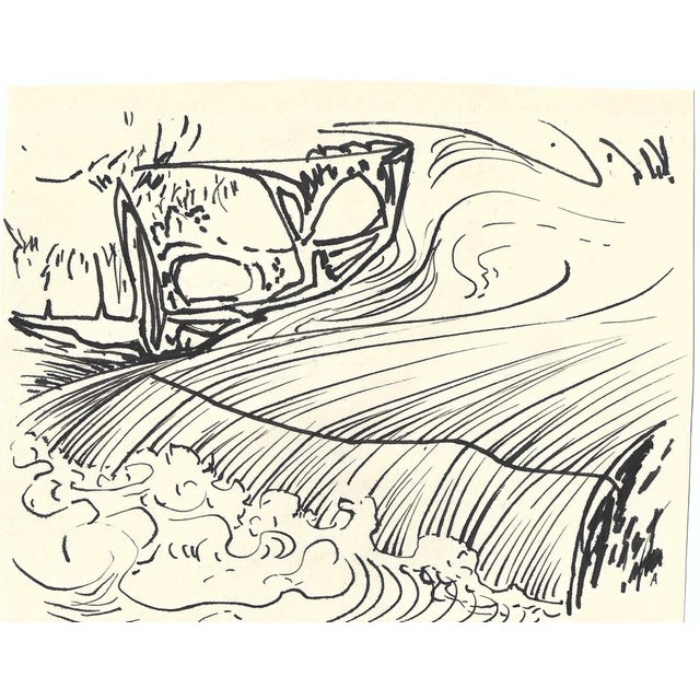 Watercolor or ink wash drawing by Robert Henry Angeloch (1922-2011). Signed "A" lower right, bearing estate stamp on the...