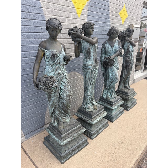 Late 20th Century Set of Four “The Four Seasons” Monumental Bronze Garden Statues For Sale In Denver - Image 6 of 12