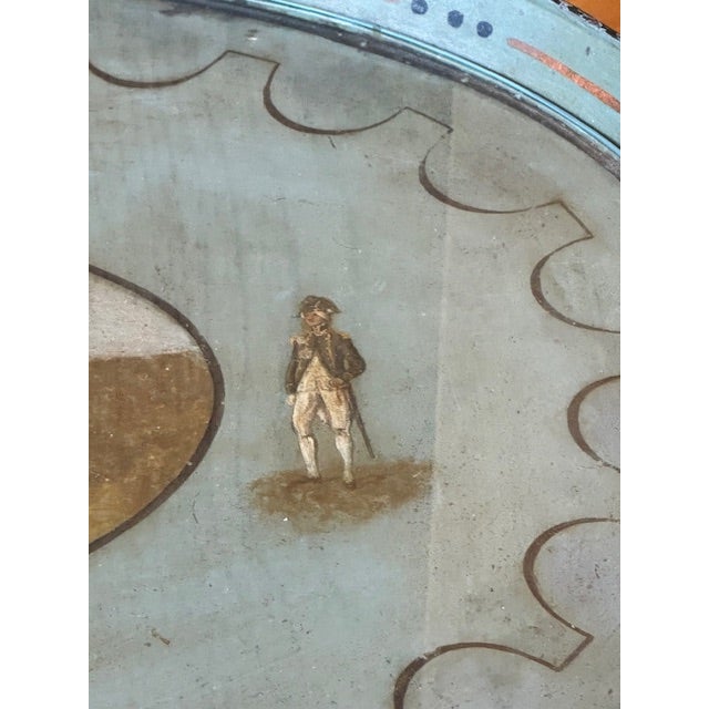 Oval Hand Painted Regency Era Tray on Custom Contemporary Stand and Glass Top Insert For Sale In Minneapolis - Image 6 of 12