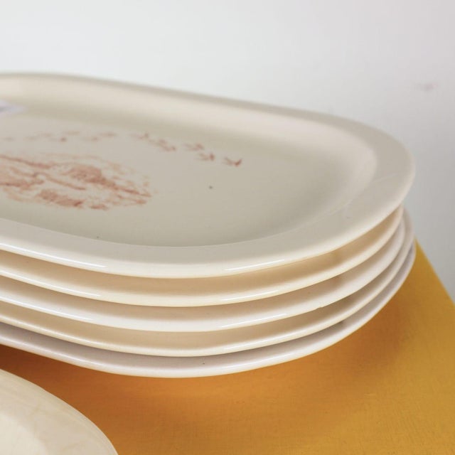 1980s White Mill Ceramic Oval Plates, Set of 6 For Sale - Image 5 of 10