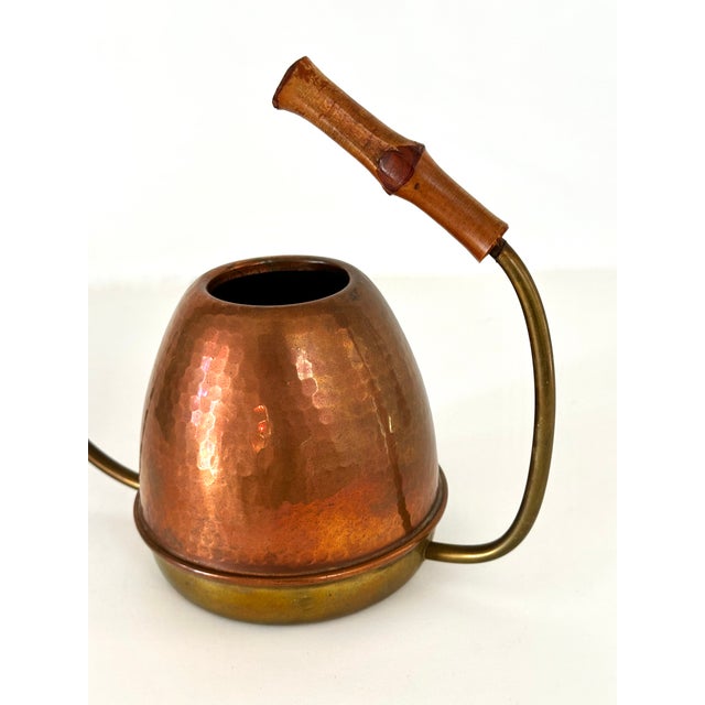 Mid Century Copper and Brass Watering Can With Bamboo Handle For Sale - Image 13 of 16