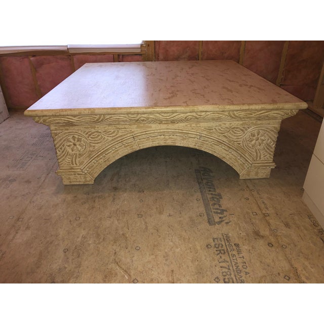 Extra Large Kreiss Style Square Distressed Coffee Table. Florida Design