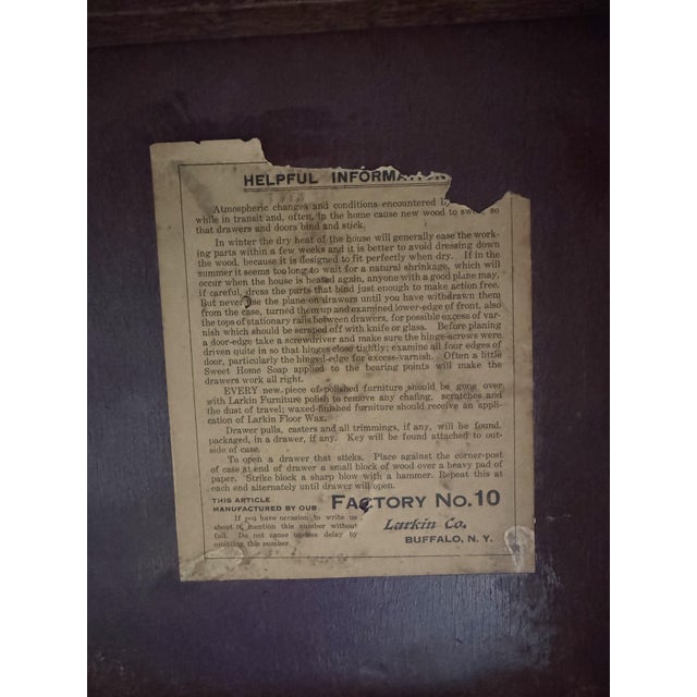 1960s Larkin Vintage Mission Oak Quarter Sawn Library Table For Sale - Image 10 of 12