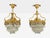 French Louis XVI, Pair of Chandeliers or Pendant Lights, Dore Bronze, Crystal, France, 19th Century An outstanding pair of...