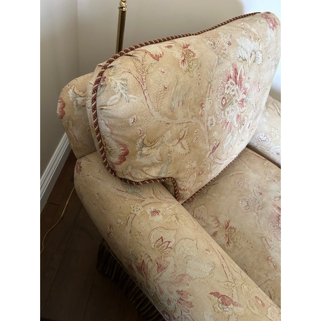 1990s Ralph Lauren Fabric Covered Chair and Matching Ottoman For Sale - Image 5 of 11