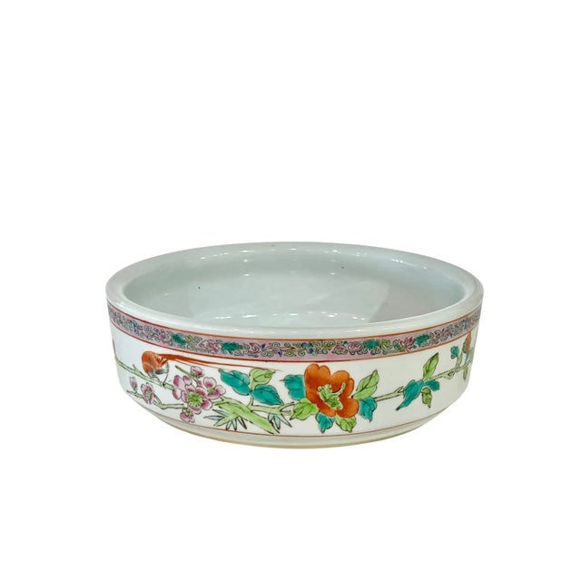 Vintage Chinese Famille Rose Water Lilly Bowl or Dish Planter For Sale - Image 11 of 15