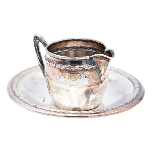 Silver Cup and Saucer with Reliefs and Friezes, Set of 2 For Sale