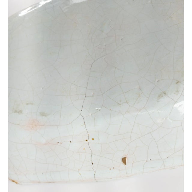 Antique White French or Dutch Faience Delft Polychrome Chinoiserie Platter For Sale - Image 8 of 10